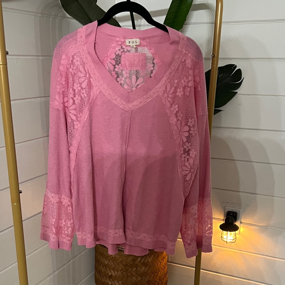 POL Soft Pink Lace Sweater